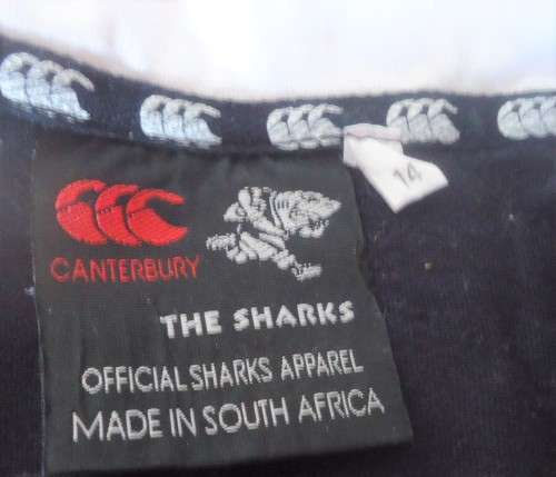 "THE SHARKS -RED" CANTERBURY LIGHT WEIGHT SHIRT - SIZE 14 - OFFICIAL SHARKS APPAREL