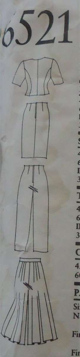 NEW LOOK PATTERNS 6521 TOP-SKIRT-PANTS-CULOTTES SIZE 8 - 20 NO SEWING INSTRUCTIONS PAGE 1 - 2