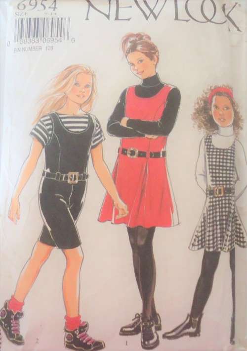 NEW LOOK PATTERNS 6954 GIRL/TEEN PINAFORE JUMPSUIT-DRESS SIZES 9-14 YEARS SEE LISTING
