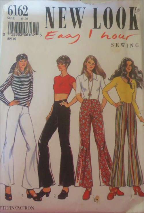 NEW LOOK PATTERNS 6162 BELLBOTTOM PANTS SIZES 6-16 COMPLETE