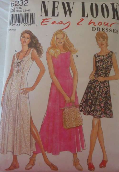 NEW LOOK PATTERNS 6232 FLARED TIEBACK DRESS SIZES 6-16 COMPLETE