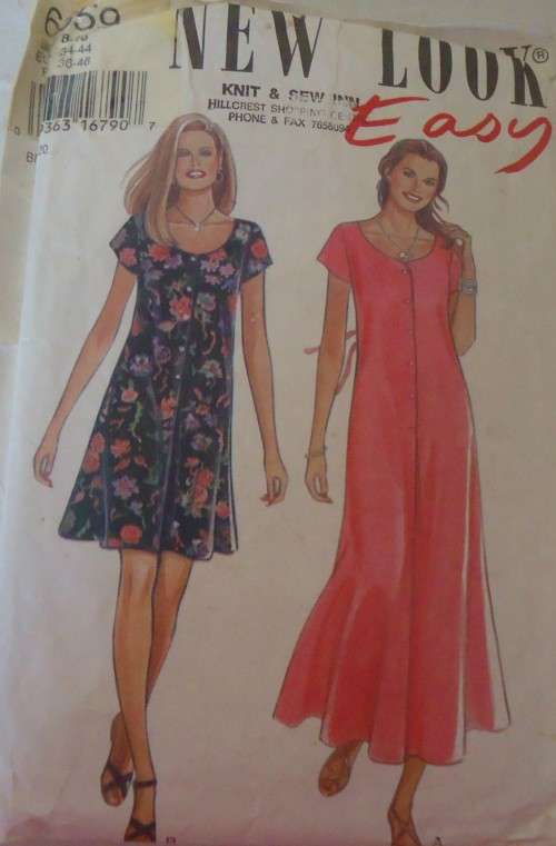 NEW LOOK PATTERNS 6359 FRONT BUTTON TIE BACK DRESS  SIZES 8 - 18 COMPLETE