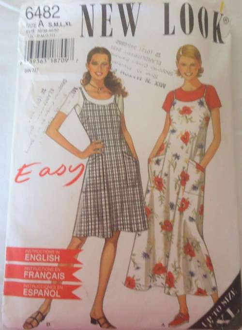 NEW LOOK PATTERNS 6482 SHOESTRING PINAFORE SIZES S-M-L-XL (32-46") SEE LISTING