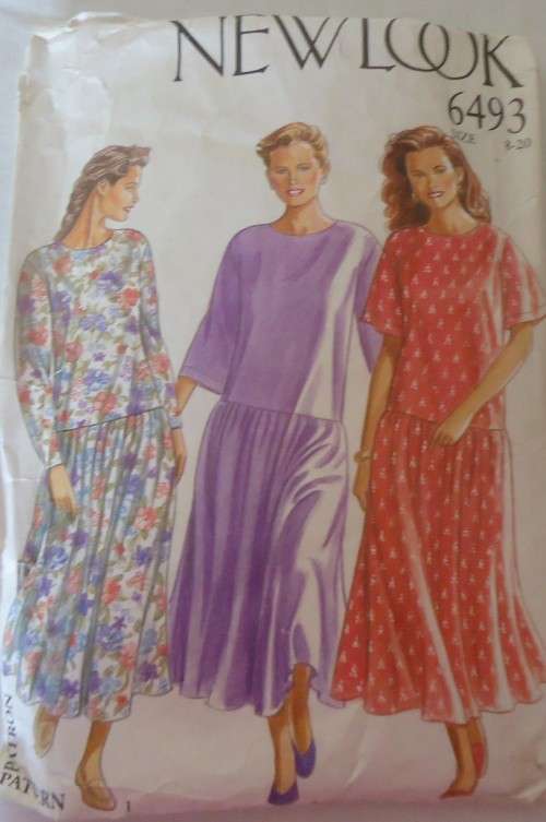 NEW LOOK PATTERNS 6493 LOW WAIST DRESS SIZES8 - 20 NO SEWING INSTRUCTIONS