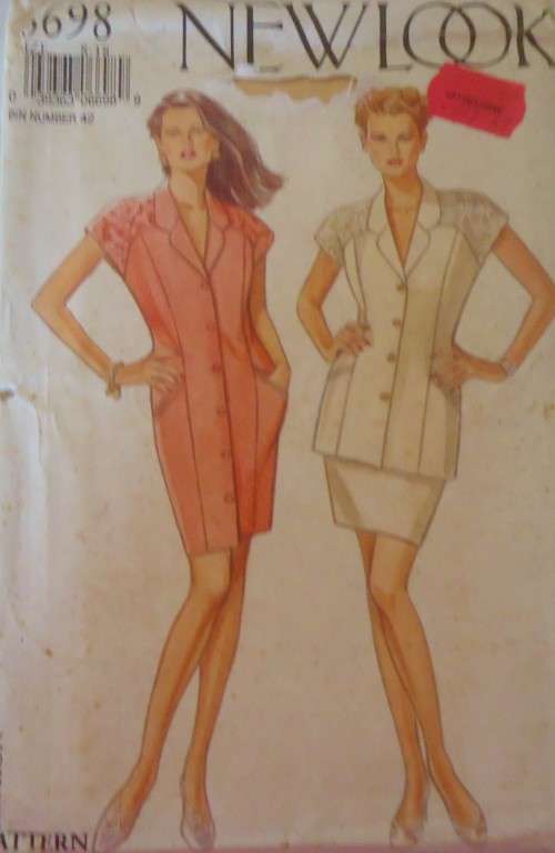 NEW LOOK PATTERNS 6698 CONTRAST YOKE DRESS-TOP & SKIRT SIZE 8 - 18 - COMPLETE