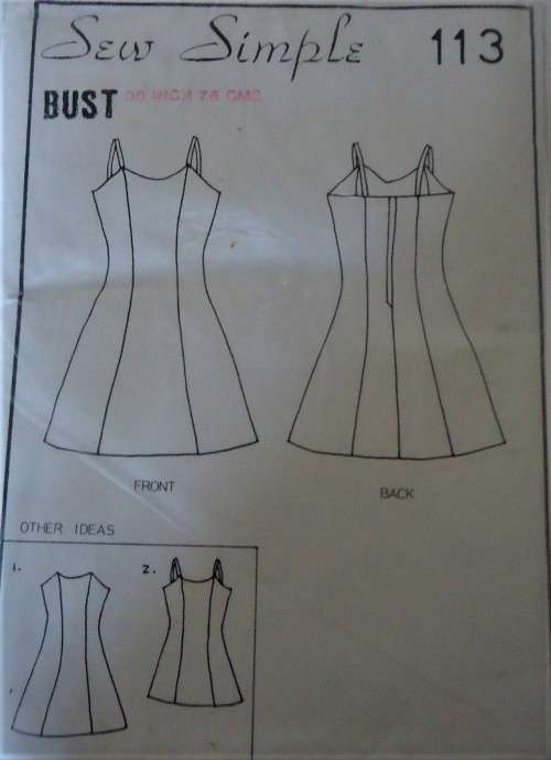 SEW SIMPLE PATTERNS #113  SHOESTRING STRAP DRESS SIZE HIP 30` OR 76 CM COMPLETE-UNCUT-F/FOLDED