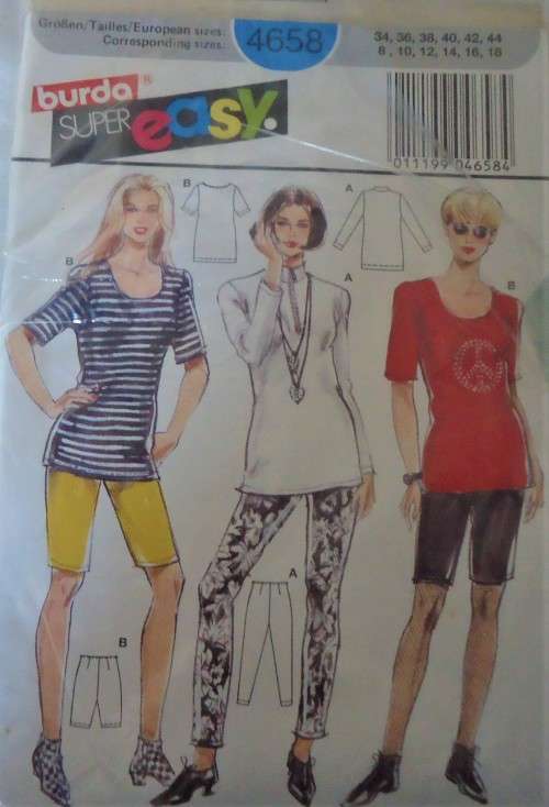 BURDA 4658 TOP/T SHIRT & LEGGINGS SIZE 8 - 18 COMPLETE