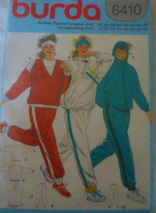 BURDA 6410  HOODIE and TRACKSUIT TOPS SIZE 8/10-12/14-16/18-20/40 - NO PANTS PATTERN SUPPLIED