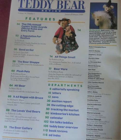 TEDDY BEAR REVIEW - USA - JANUARY/FEBRUARY 1999 -116 PAGES