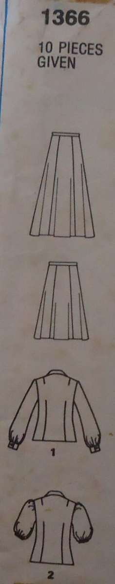 STYLE 1366 SKIRT & BLOUSE SIZE 12 BUST 34"/87 CM COMPLETE ZIPLOC BAG