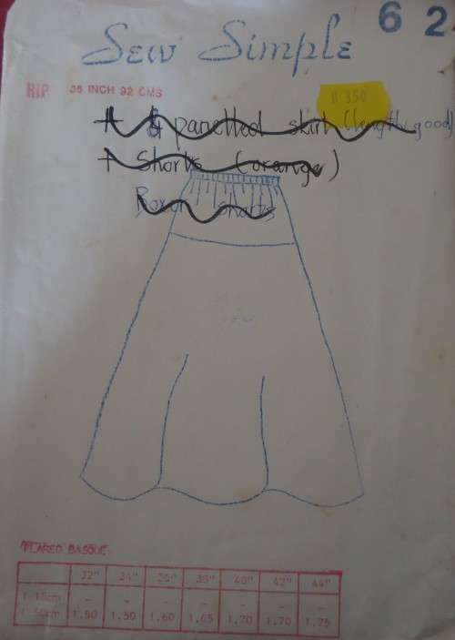 SEW SIMPLE PATTERNS 62 FLARED BASQUE SKIRT  SIZE 36` or  92 cm COMPLETE