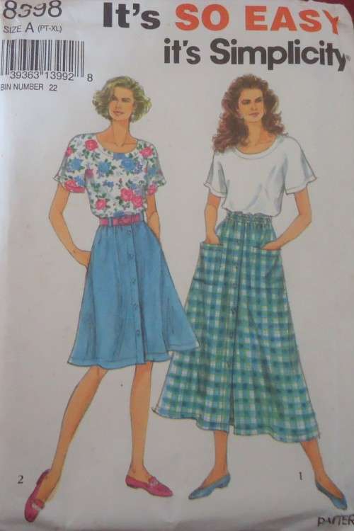 SIMPLICITY 8398 SKIRT & TOP SIZE PT-XL (6-24) COMPLETE-UNCUT-F/FOLDED