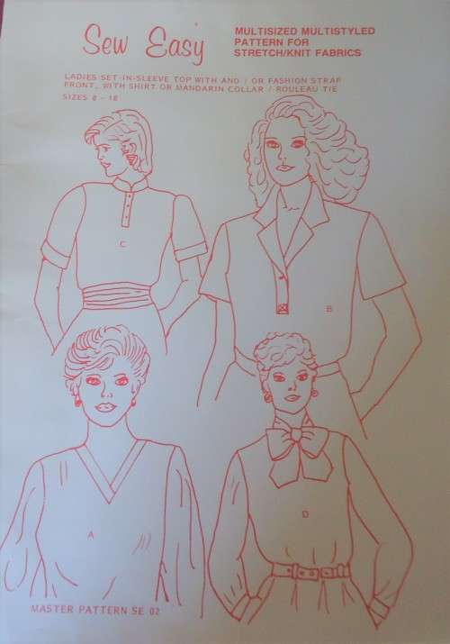 SEW EASY PATTERNS  LADIES SET-IN SLEEVE TOP & VARIATIONS PATTERN SIZES 8 - 18