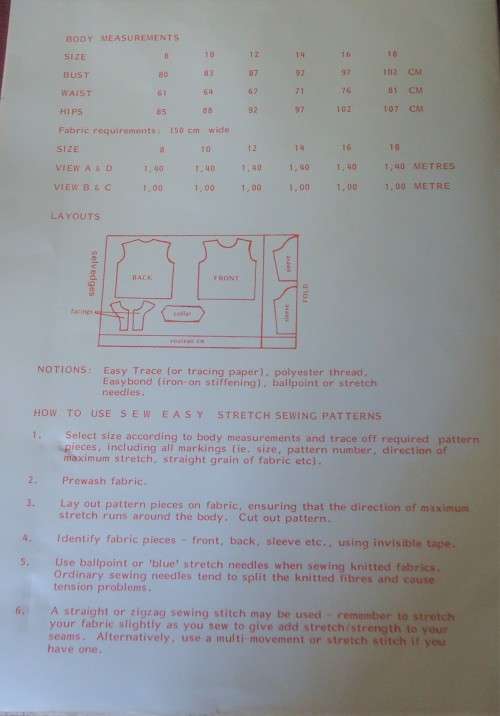 SEW EASY PATTERNS  LADIES SET-IN SLEEVE TOP & VARIATIONS PATTERN SIZES 8 - 18