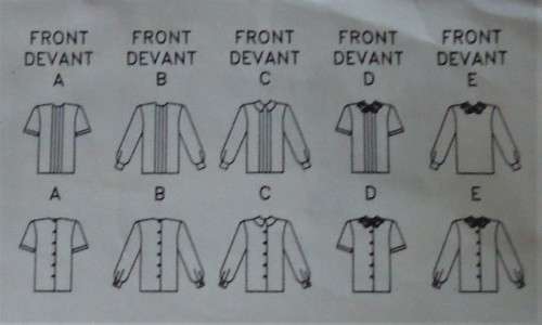 BUTTERICK PATTERN 6609  BLOUSES IN 5 STYLES SIZE 8-10-12 - COMPLETE