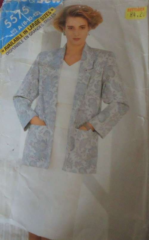 BUTTERICK PATTERN 5575 JACKET, TOP & SKIRT  SIZE A = 8 + 10 + 12  SEE DESCRIPTION