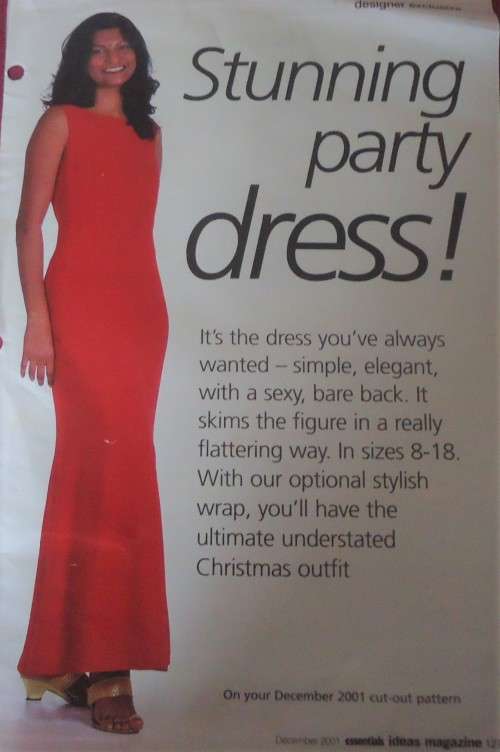 ESSENTIAL  PATTERNS E 161 "STUNNING PARTY DRESS!" SIZE 8 - 18 supplied in a plastic sleeve