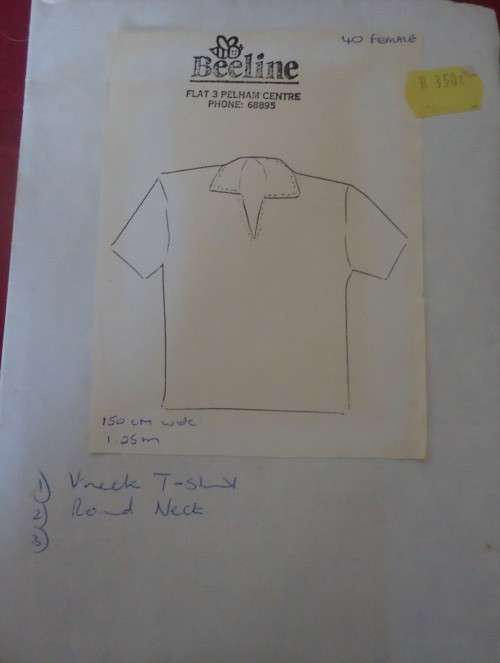 BEELINE PATTERN LADIES V NECK T -SHIRT  40"