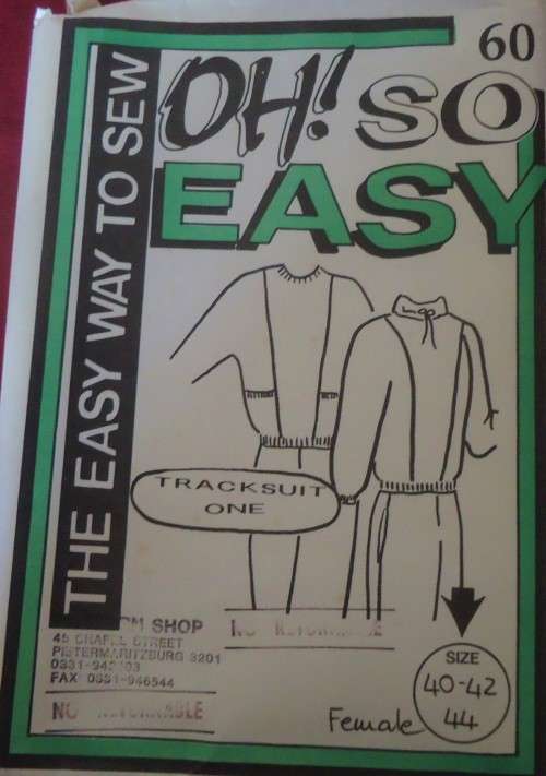 OH SO EASY  PATTERN #60 TRACKSUIT ONE  SIZE 40-42-44`  PATTERN COMPLETE-UNCUT-F/FOLDED
