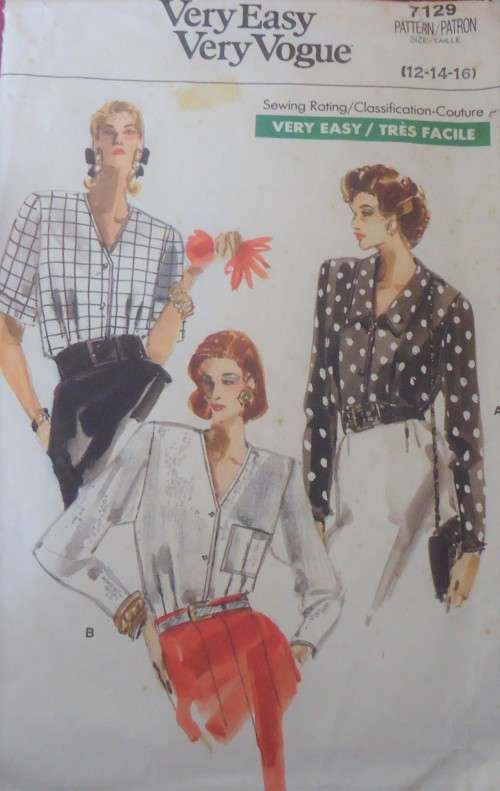 VOGUE 7129 SET OF BLOUSES SIZE12-14-16 COMPLETE