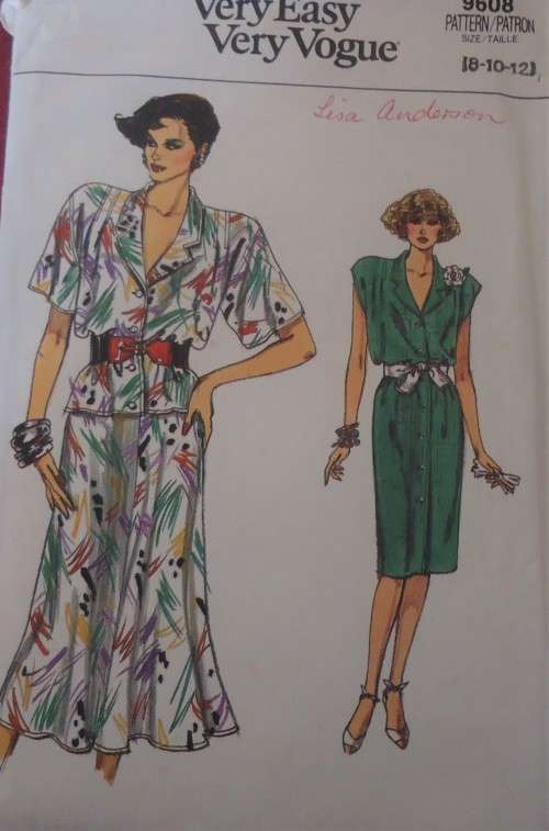 VOGUE 9608 DRESS-TOP & SKIRT  SIZE 8-10-12 - COMPLETE