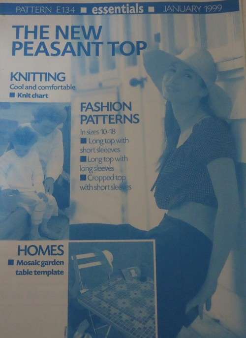 ESSENTIAL E134 `THE NEW PEASANT TOP` SIZE10-18-SUPPLIED IN A PLASTIC SLEEVE