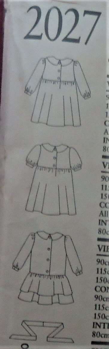 NEW LOOK PATTERNS 2027 GIRL`S DRESS SIZE 1YR - 18 M - 2 -3 -4 YEARS COMPLETE-ZIPLOC BAG