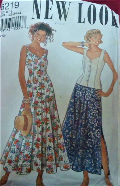 NEW LOOK PATTERNS 6219 FITTED PANELLED DRESS-TOP & SKIRT SIZE 8 - 18 COMPLETE