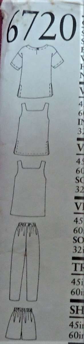 NEW LOOK  6720 TOP-TANK TOP-SHORTS-PANTS 6 SIZES IN ONE 8-18 -SEE LISTING