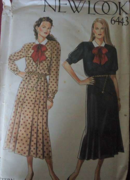 NEW LOOK PATTERNS 6443 SMART DRESS WITH NECK TIE SIZE 8-18 COMPLETE-UNCUT-D/FOLDED