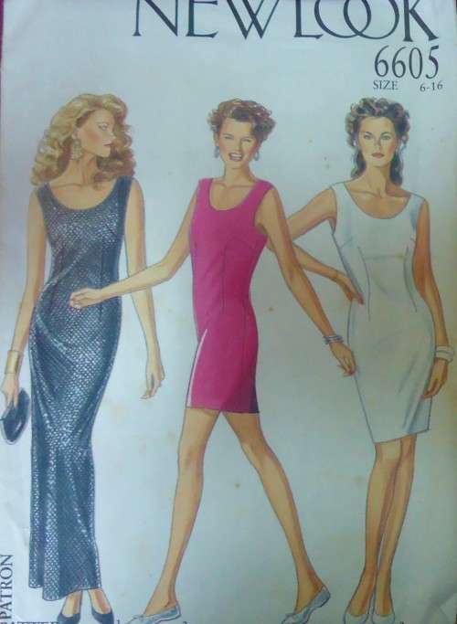 NEW LOOK PATTERNS 6605 STUNNING FITTED DRESS SIZE 6 - 16 COMPLETE