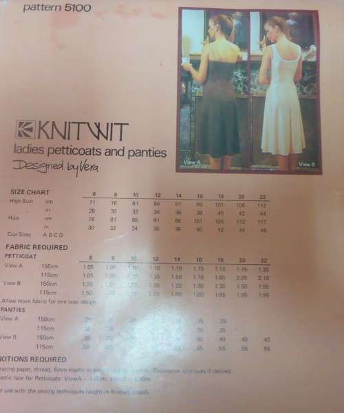 KNITWIT PATTERN 5100 LADIES PETTICOATS AND PANTIES SIZES 6 - 22  COMPLETE