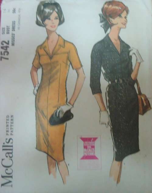 VINTAGE McCALLS 7542 YOKED DRESS SIZE 16 BUST 36" COMPLETE