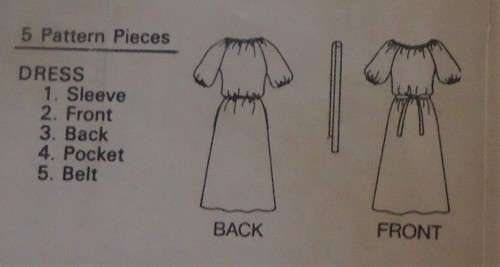 BUTTERICK PATTERNS 6387 PEASANT DRESS SIZE B=S-M-L (8-18) COMPLETE-UNCUT-F/FOLDED
