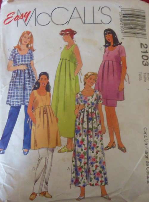 McCALLS 2103 MATERNITY DRESS-TOP-PULL ON PANTS-SKIRT  SIZE F=16-18-20-COMPLETE