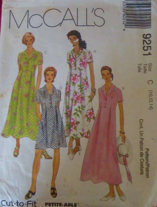 McCALLS 9251 GIRLSDRESS WITH A LINE SKIRT SIZE C=10-12-14 COMPLETE-UNCUT-F/FOLDED