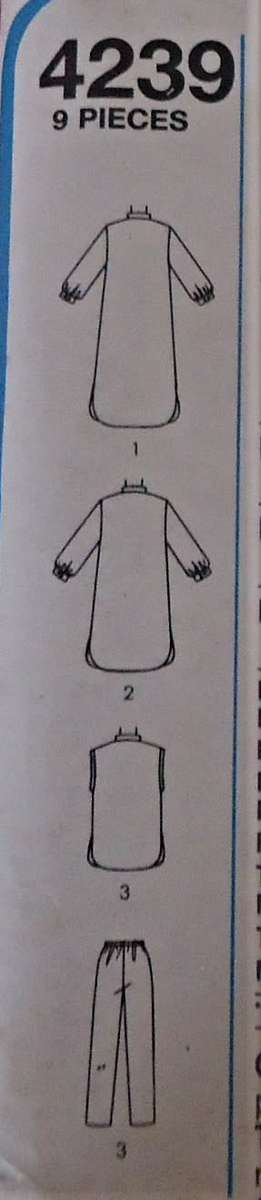 STYLE 4239 FRONT BUTTONING NIGHT SHIRT & PJS  SIZE MEDIUM 12 - 14 COMPLETE-UNCUT-F/FOLDED