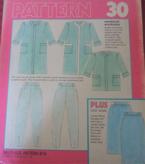 MAKE IT EASY #30 SINGLE BUTTONING COAT-PANTS-SKIRT -UNCUT