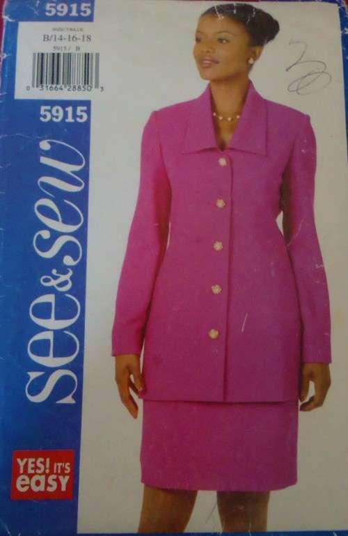 BUTTERICK 5915 JACKET ONLY SIZE B=14-16-18 SEE LISTING