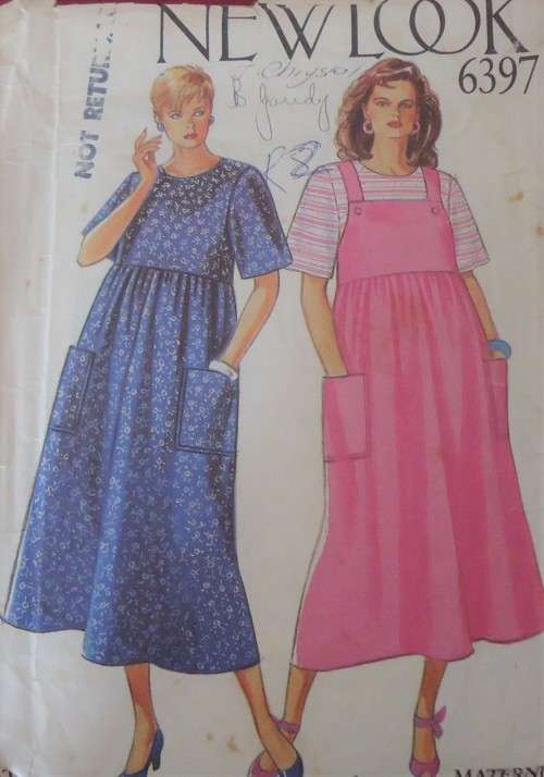 NEW LOOK PATTERNS 6397 MATERNITY DRESS & PINAFORE SIZE 8-18 COMPLETE