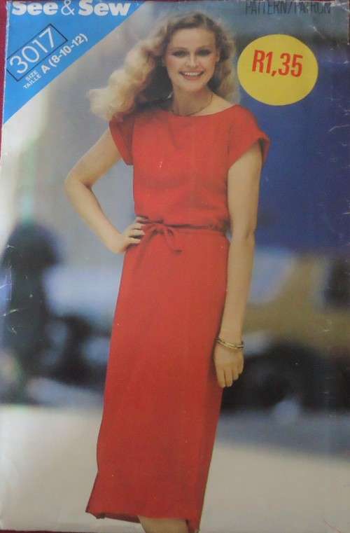 BUTTERICK 3017 LOOSE FITTING DRESS & BELT  SIZE A  8-10-12 COMPLETE