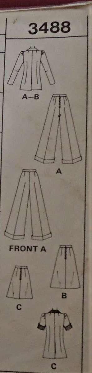 VINTAGE McCALLS 3488 PANTS-SKIRT-TOP SIZE 12 BUST 34` COMPLETE