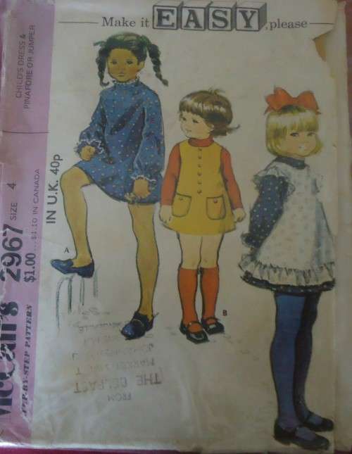 McCALLS 2967 GIRLS DRESS & PINAFORE -  SIZE 4 YEARS COMPLETE - ZIPOC BAG