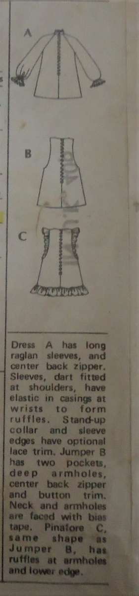 McCALLS 2967 GIRLS DRESS & PINAFORE -  SIZE 4 YEARS COMPLETE - ZIPOC BAG