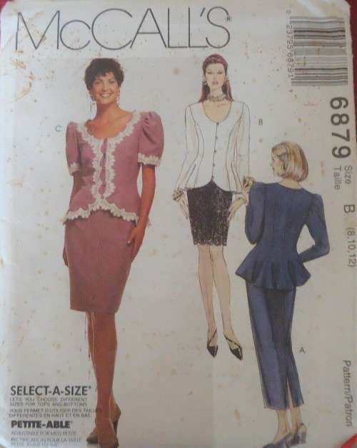 McCALLS 6879 TOP & SKIRT IN 2 LENGTHS SIZE-B8-10-12 COMPLETE-UNCUT-F/FOLDED