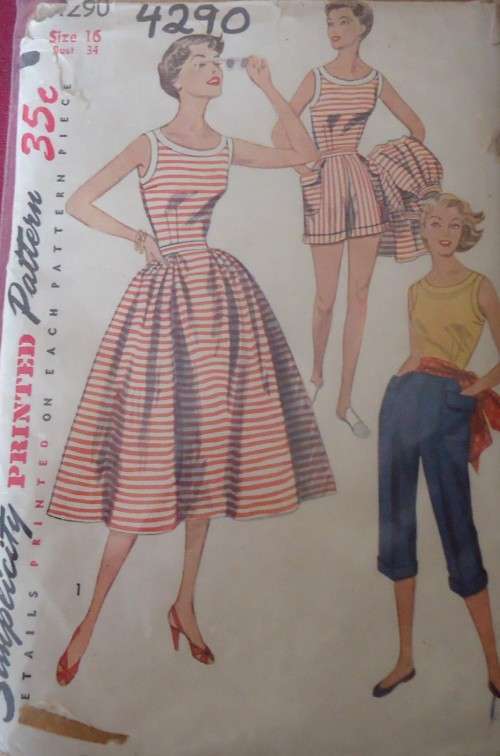 VINTAGE SIMPLICITY 4290 BLOUSE-SKIRT-SHORTS-PEDAL PUSHERS SIZE 16 BUST 34" COMPLETE-ZIPLOC BAG