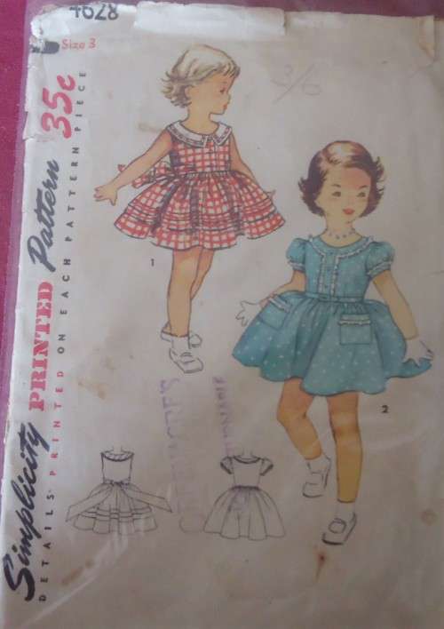 VINTAGE SIMPLICITY 4628  GIRLS ONE PIECE DRESS SIZE 3 YEARS SEE LIST- ZIPLOC BAG