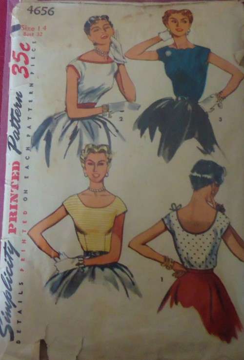 VINTAGE SIMPLICITY 4656  BLOUSES SIZE 14 BUST 32" COMPLETE- ZIPLOC BAG