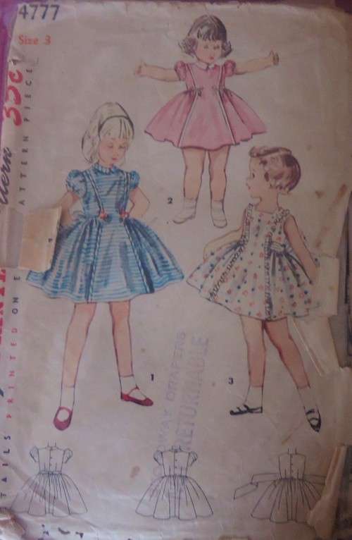 VINTAGE SIMPLICITY 4777 GIRLS ONE PIECE DRESS SIZE 3 YEARS COMPLETE- ZIPLOC BAG