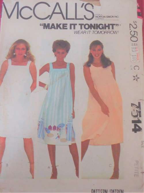 McCALLS 7514 SLEEVELESS PULLOVER DRESS  SIZE LARGE 18 - 20 COMPLETE